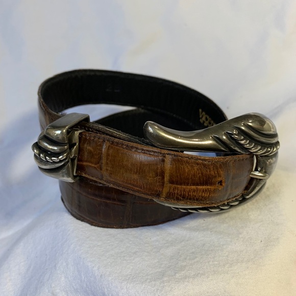 VICENZA Sport tan croc embossed leather belt 28 main image 12